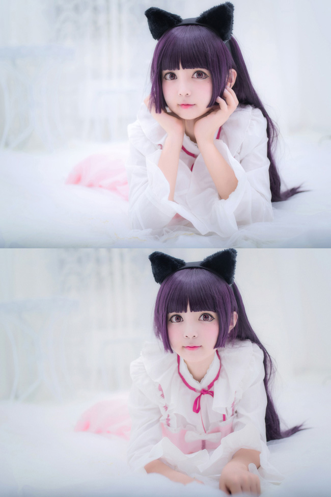 《我的妹妹哪有这么可爱》黑猫五更琉璃cos,粉色lolita
