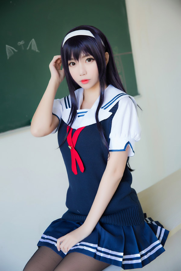 《路人女主的养成方法》霞之丘诗羽 学姐黑丝制服cos 《路人女主的养成方法》霞之丘诗羽 学姐黑丝制服cos