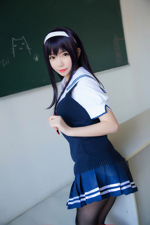 《路人女主的养成方法》霞之丘诗羽 学姐黑丝制服cos 《路人女主的养成方法》霞之丘诗羽 学姐黑丝制服cos