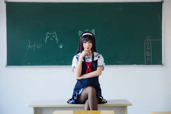 《路人女主的养成方法》霞之丘诗羽 学姐黑丝制服cos 《路人女主的养成方法》霞之丘诗羽 学姐黑丝制服cos