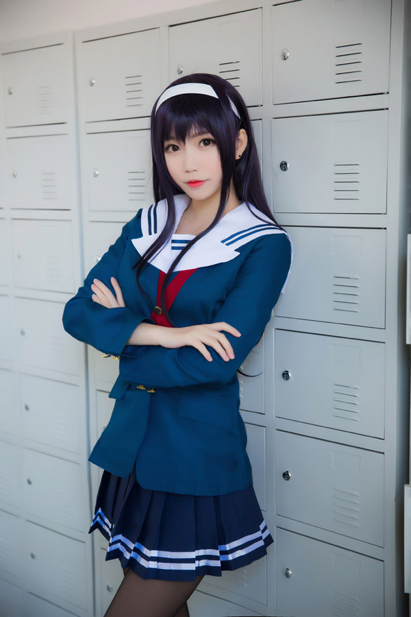 《路人女主的养成方法》霞之丘诗羽 学姐黑丝制服cos 《路人女主的养成方法》霞之丘诗羽 学姐黑丝制服cos