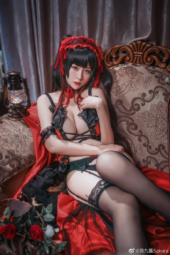 约会大作战时崎狂三cos (时崎狂三黑丝开胸服 CN猫九酱Sakura)