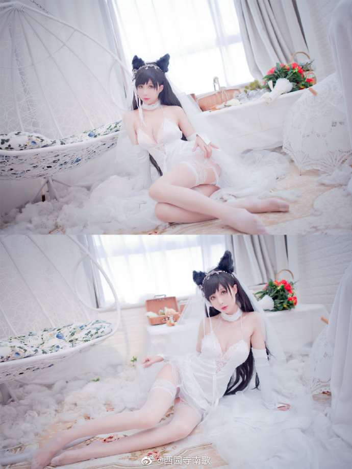 碧蓝航线爱宕花嫁白花的誓言cos(碧蓝航线爱宕婚纱cosplay)