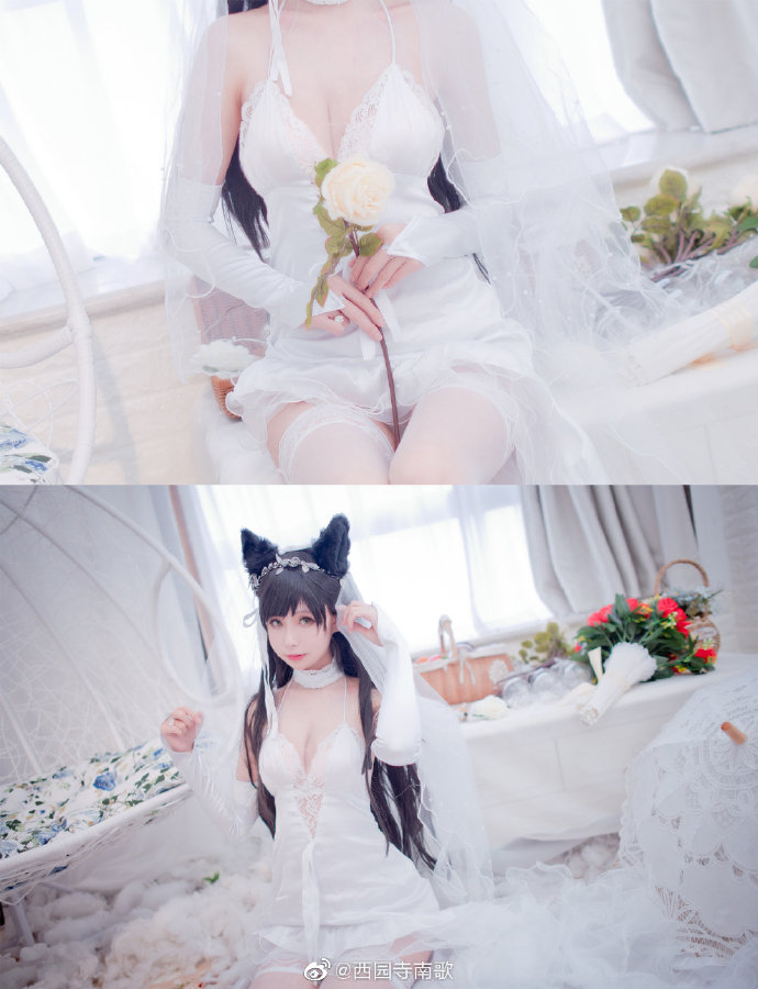 碧蓝航线爱宕花嫁白花的誓言cos(碧蓝航线爱宕婚纱cosplay)