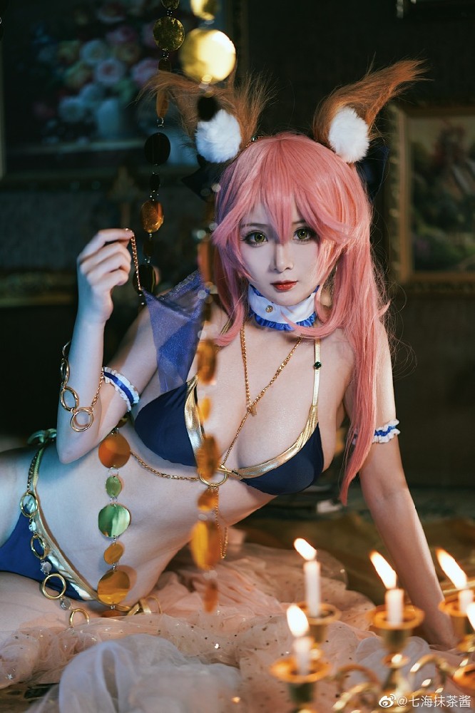 Fate/GrandOrder玉藻前舞娘cos(fgo玉藻前舞娘手办cosplay)