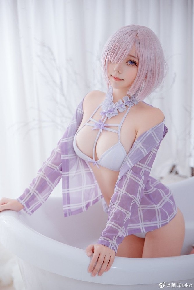 Fate/GrandOrder玛修同人泳装COS(fgo马修泳装cosplay【7图】)