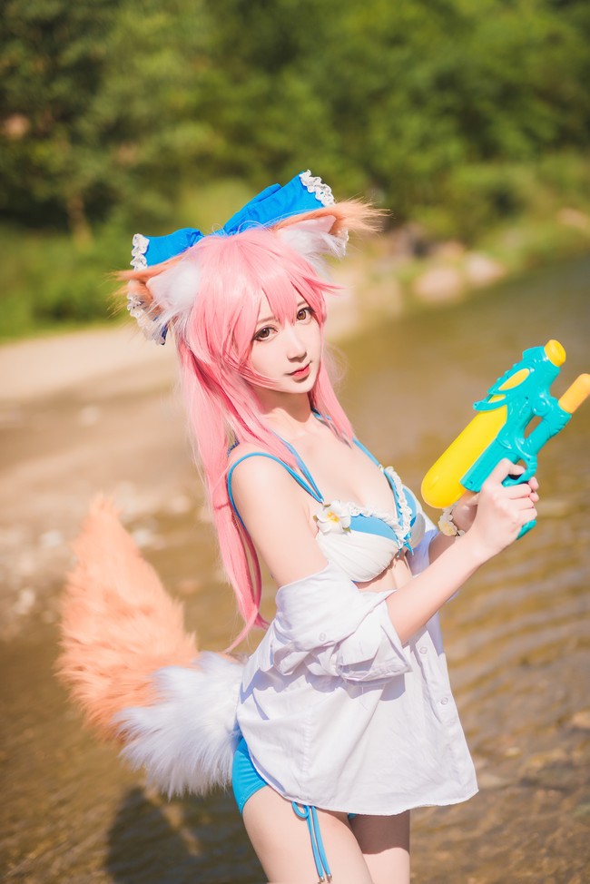 FGO玉藻前泳装cosplay(小玉泳衣山水优美泳装cos)