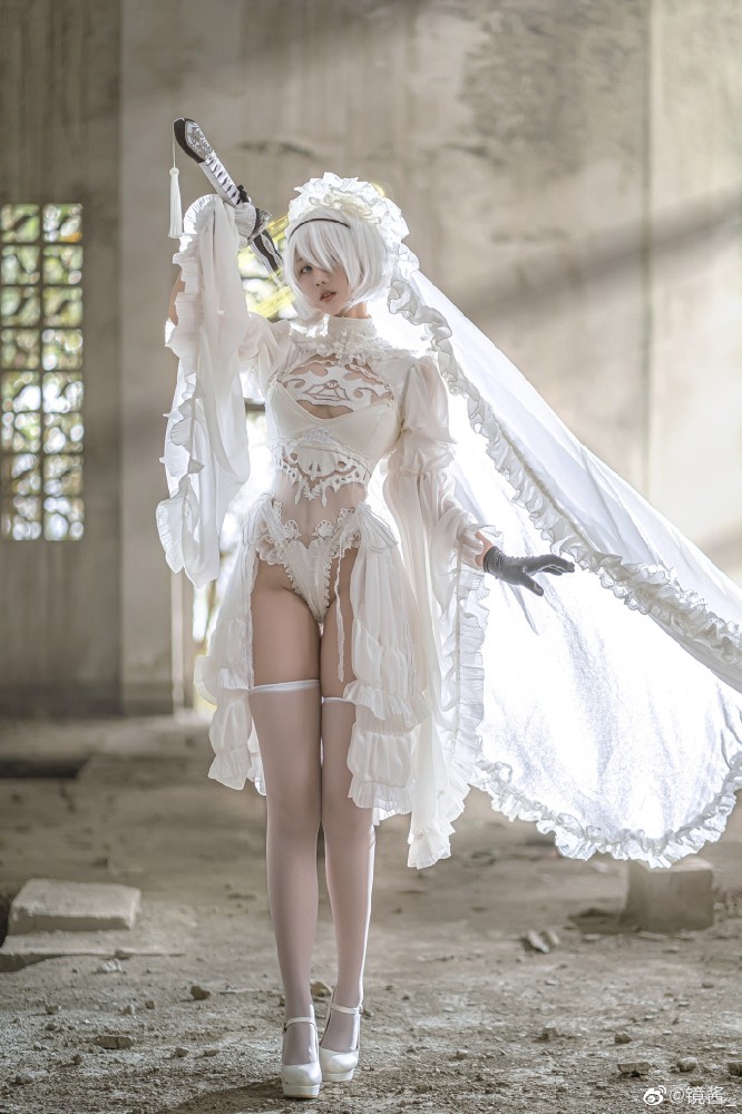 尼尔机械纪元2b白色婚纱cos  尼尔机械2b小姐姐白色花嫁cosplay