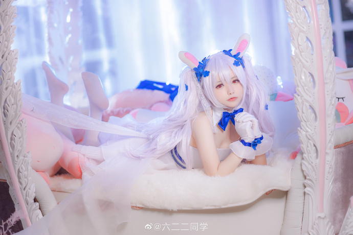 碧蓝航线拉菲花嫁cosplay 碧蓝航线拉菲白兔与誓约cos