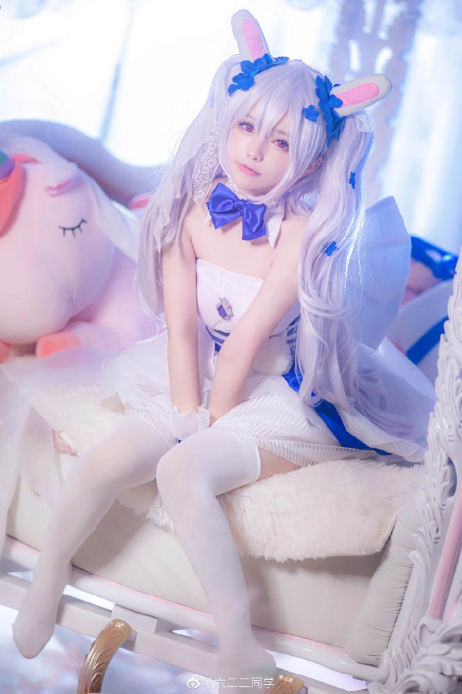 碧蓝航线拉菲花嫁cosplay 碧蓝航线拉菲白兔与誓约cos