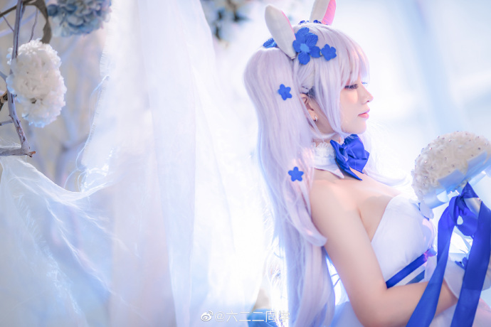 碧蓝航线拉菲花嫁cosplay 碧蓝航线拉菲白兔与誓约cos