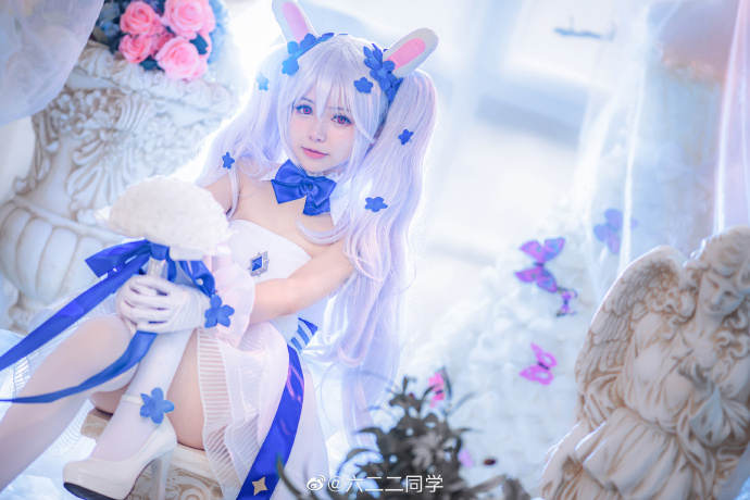 碧蓝航线拉菲花嫁cosplay 碧蓝航线拉菲白兔与誓约cos
