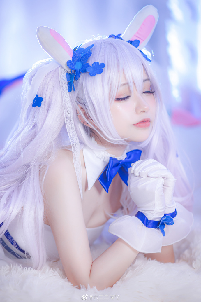 碧蓝航线拉菲花嫁cosplay 碧蓝航线拉菲白兔与誓约cos