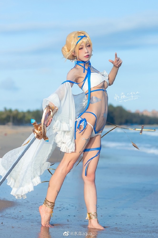 碧蓝航线圣女贞德cos 碧蓝航线贞德泳装cosplay|cn水淼aqua