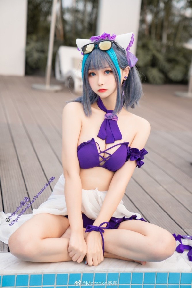碧蓝航线柴郡泳装cos 甜蜜的海滩约会吧!|Momoko葵葵