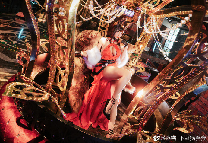 碧蓝航线赤城换装cos 碧蓝航线赤城朱娟余醺礼服cosplay