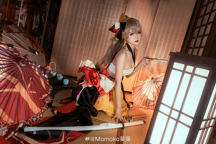 碧蓝航线让巴尔和服cosplay 碧蓝航线让巴尔舶刀Première neige|Momoko葵葵