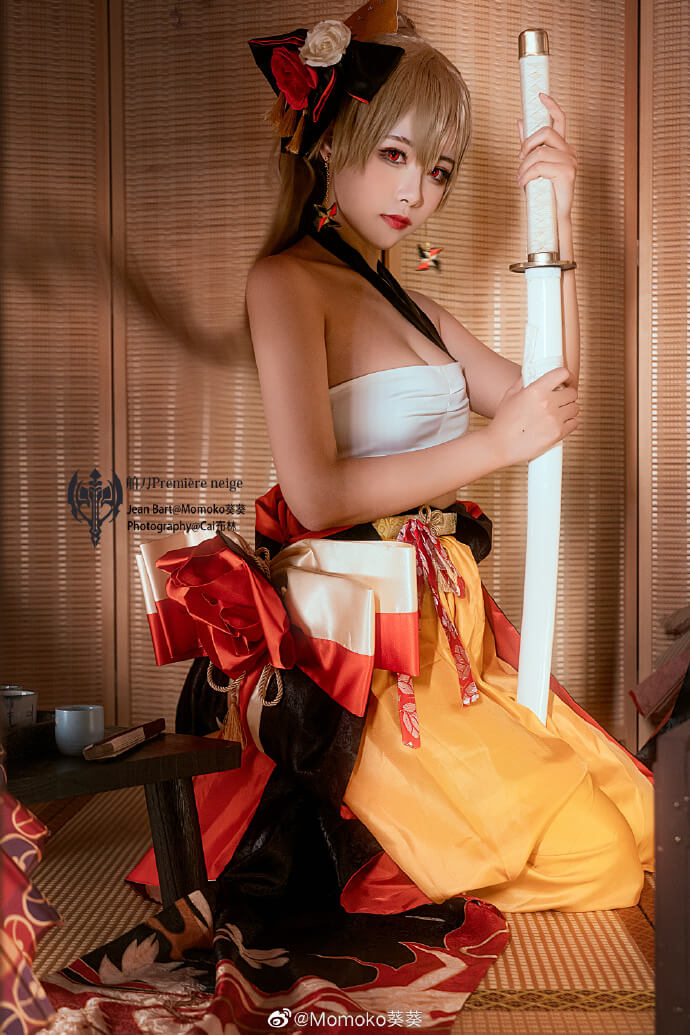 碧蓝航线让巴尔和服cosplay 碧蓝航线让巴尔舶刀Première neige|Momoko葵葵