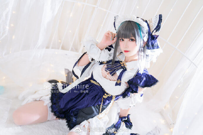 碧蓝航线柴郡原皮cos 碧蓝航线柴郡甜美猫女仆