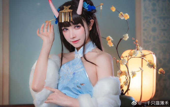 碧蓝航线能代旗袍cosplay 碧蓝航线能代换装冬雪沁香cos