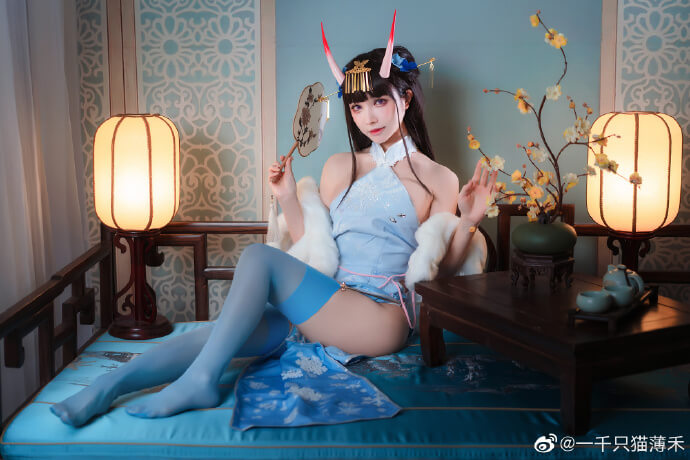 碧蓝航线能代旗袍cosplay 碧蓝航线能代换装冬雪沁香cos