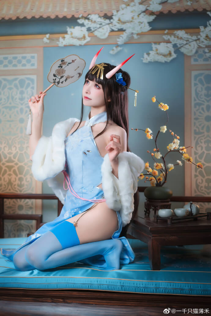碧蓝航线能代旗袍cosplay 碧蓝航线能代换装冬雪沁香cos