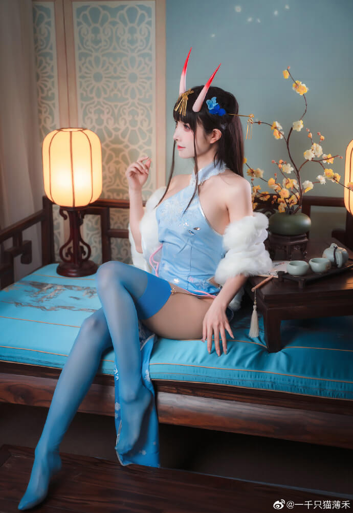 碧蓝航线能代旗袍cosplay 碧蓝航线能代换装冬雪沁香cos
