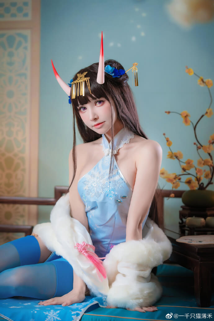 碧蓝航线能代旗袍cosplay 碧蓝航线能代换装冬雪沁香cos