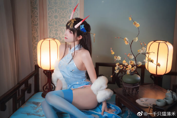 碧蓝航线能代旗袍cosplay 碧蓝航线能代换装冬雪沁香cos