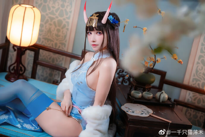 碧蓝航线能代旗袍cosplay 碧蓝航线能代换装冬雪沁香cos