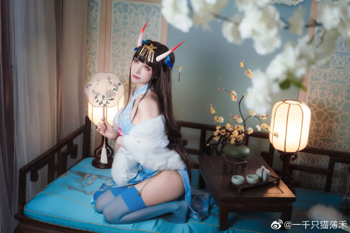 碧蓝航线能代旗袍cosplay 碧蓝航线能代换装冬雪沁香cos