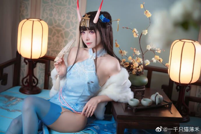 碧蓝航线能代旗袍cosplay 碧蓝航线能代换装冬雪沁香cos