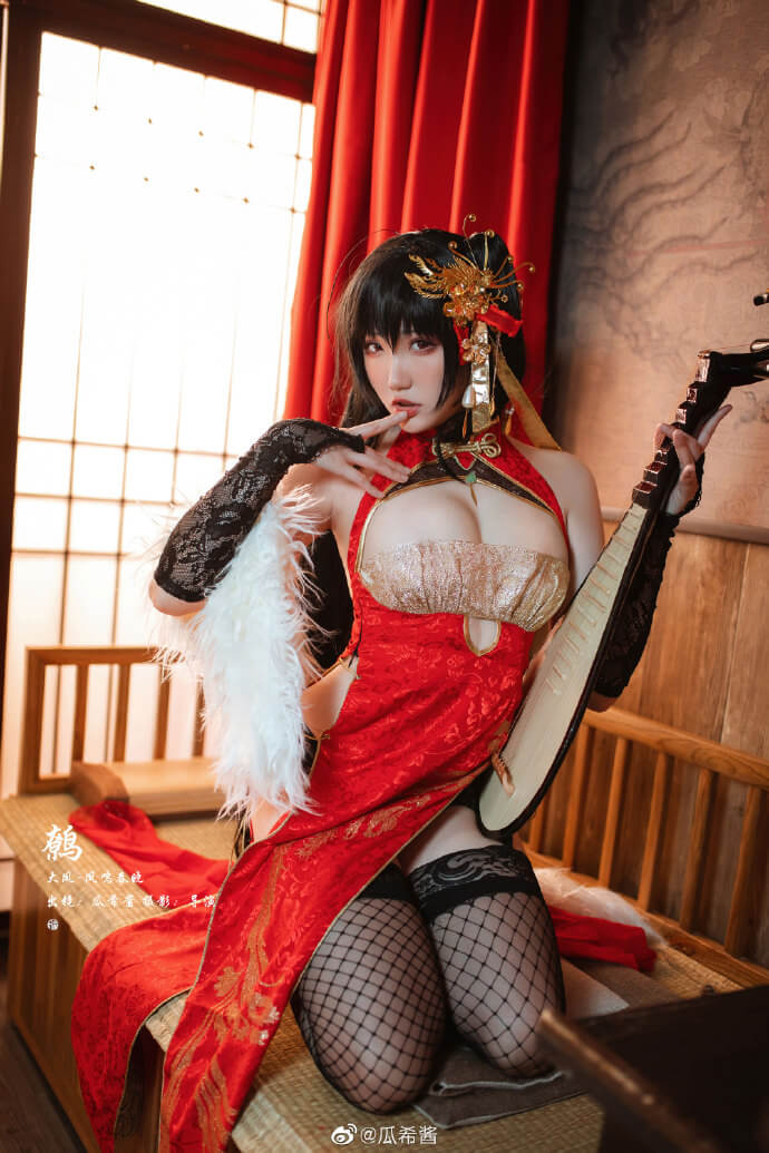 碧蓝航线大凤旗袍cosplay 碧蓝航线大凤换装凤鸣春晓cos|cn瓜希酱