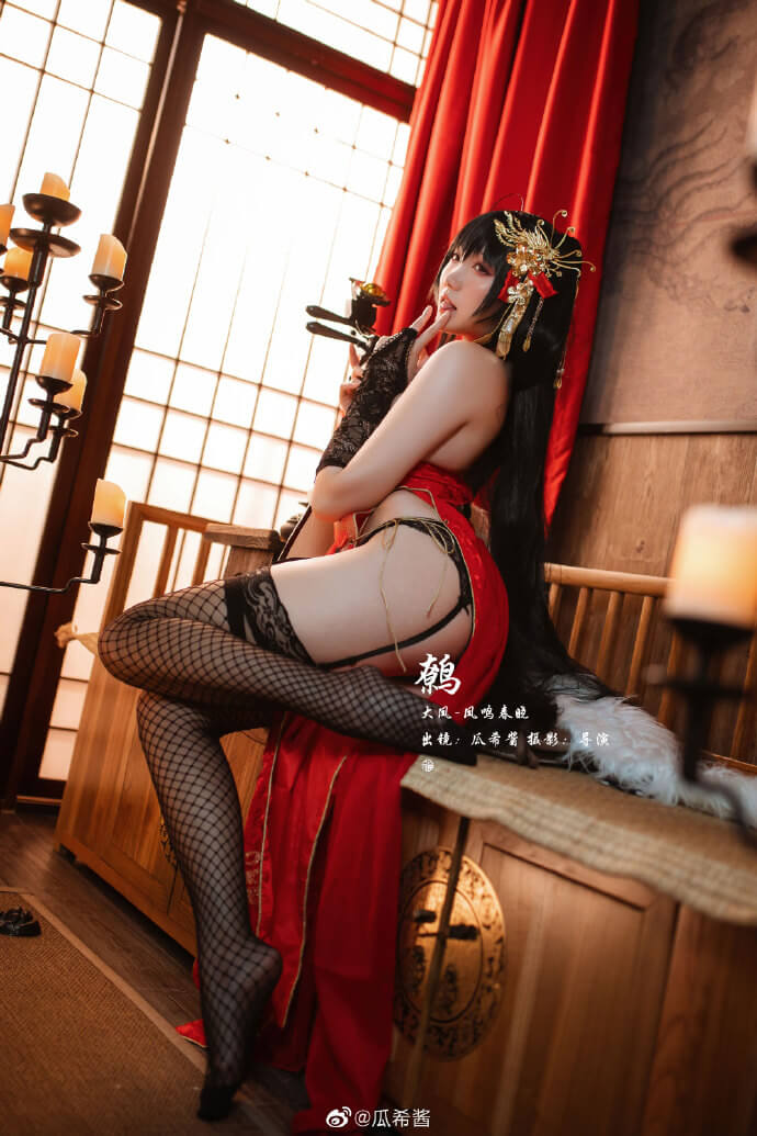 碧蓝航线大凤旗袍cosplay 碧蓝航线大凤换装凤鸣春晓cos|cn瓜希酱