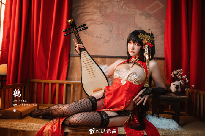 碧蓝航线大凤旗袍cosplay 碧蓝航线大凤换装凤鸣春晓cos|cn瓜希酱
