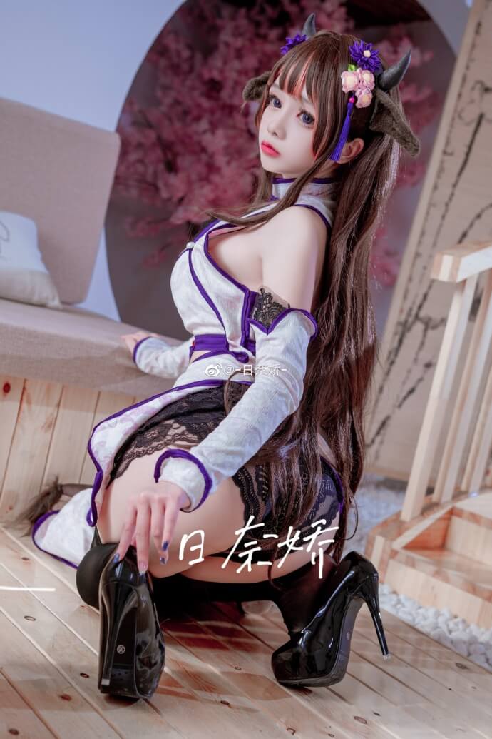 碧蓝航线樫野cosplay 碧蓝航线樫野女仆小牛&旗袍cos