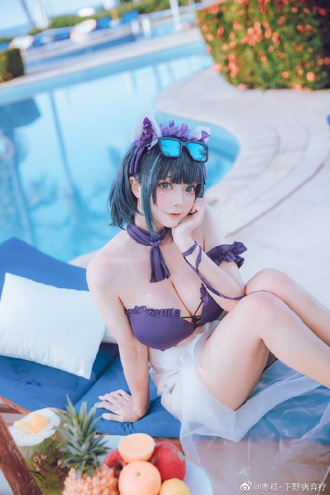 碧蓝航线柴郡泳装cosplay 柴郡甜蜜的海滩约会|cn枣糕