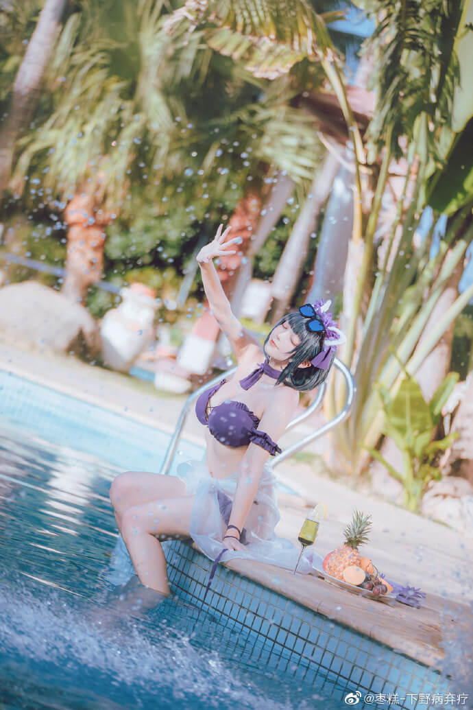 碧蓝航线柴郡泳装cosplay 柴郡甜蜜的海滩约会|cn枣糕