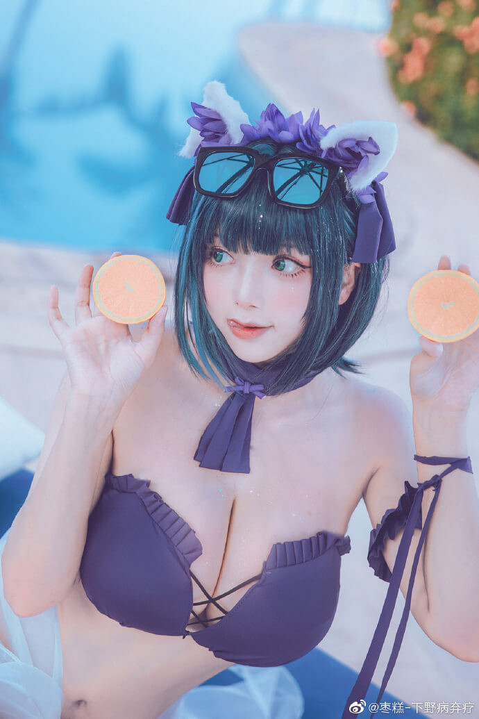 碧蓝航线柴郡泳装cosplay 柴郡甜蜜的海滩约会|cn枣糕