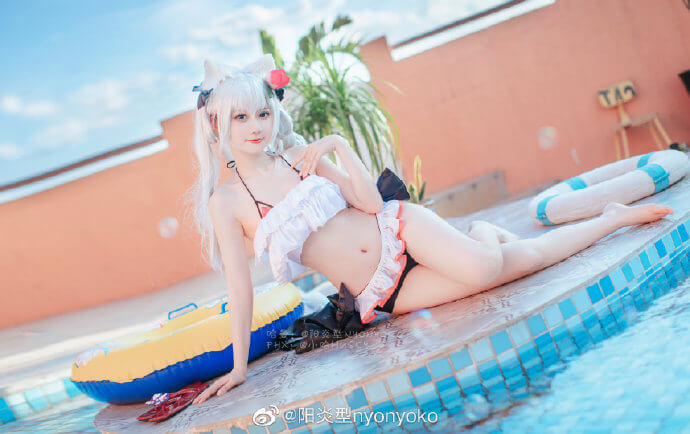 碧蓝航线哈曼泳装cosplay 碧蓝航线哈曼泳装小小的夏日战争展示