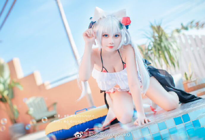 碧蓝航线哈曼泳装cosplay 碧蓝航线哈曼泳装小小的夏日战争展示