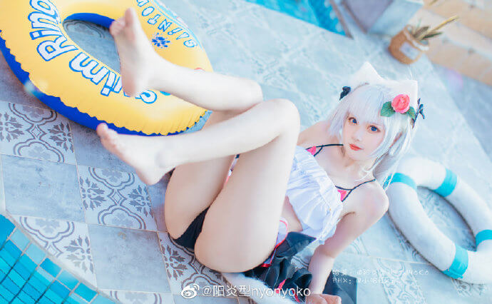 碧蓝航线哈曼泳装cosplay 碧蓝航线哈曼泳装小小的夏日战争展示