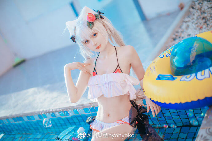 碧蓝航线哈曼泳装cosplay 碧蓝航线哈曼泳装小小的夏日战争展示