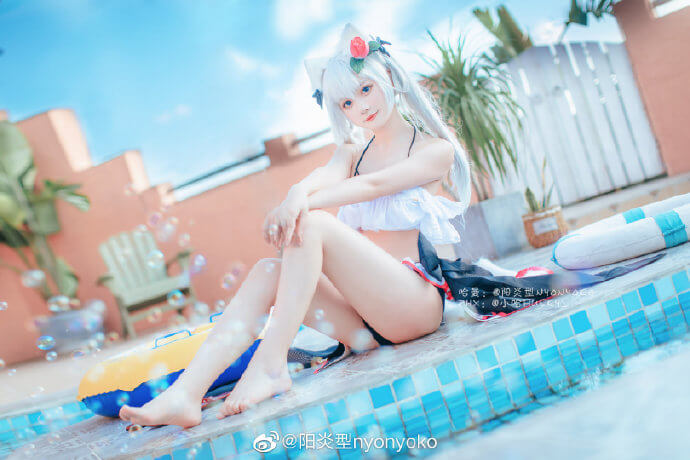 碧蓝航线哈曼泳装cosplay 碧蓝航线哈曼泳装小小的夏日战争展示