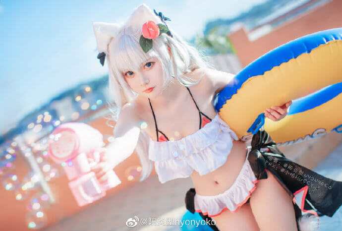 碧蓝航线哈曼泳装cosplay 碧蓝航线哈曼泳装小小的夏日战争展示