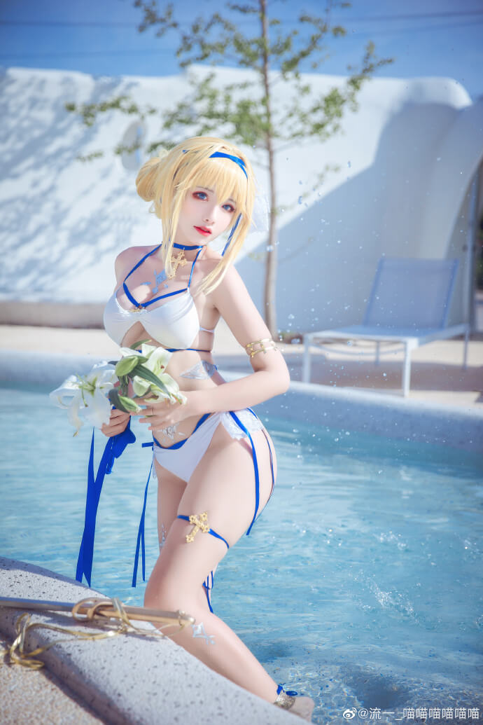 碧蓝航线贞德泳装cosplay 碧蓝航线贞德换装海之圣女cos