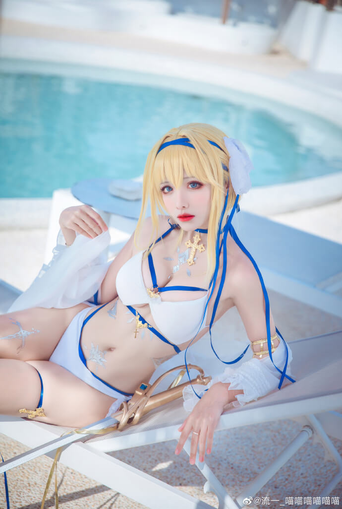 碧蓝航线贞德泳装cosplay 碧蓝航线贞德换装海之圣女cos