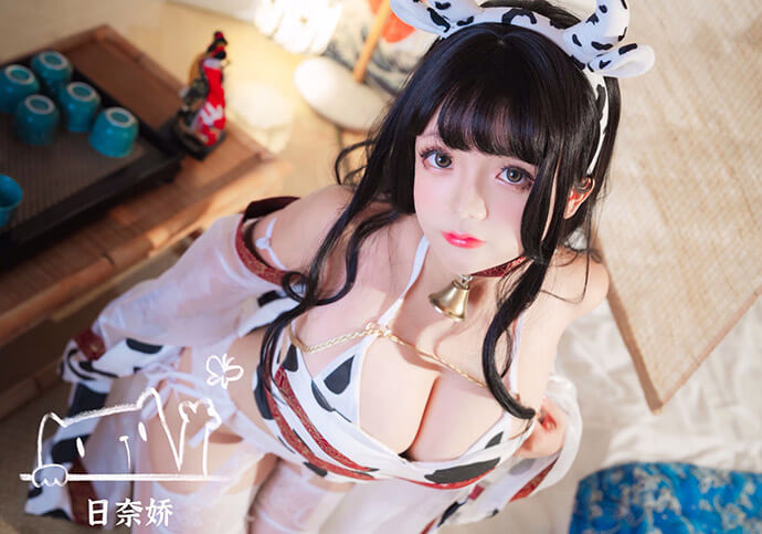 碧蓝航线樫野cosplay 樫野甜美纯欲奶牛和服
