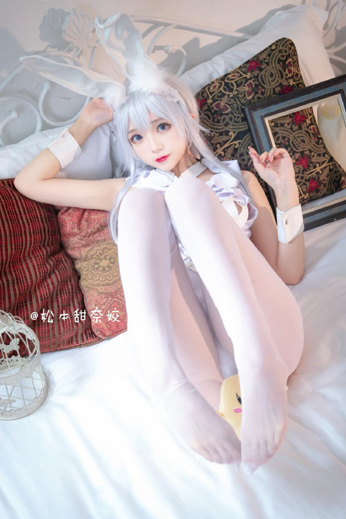 碧蓝航线恶毒兔女郎换装cosplay,恶毒甜美白色纯欲兔女郎