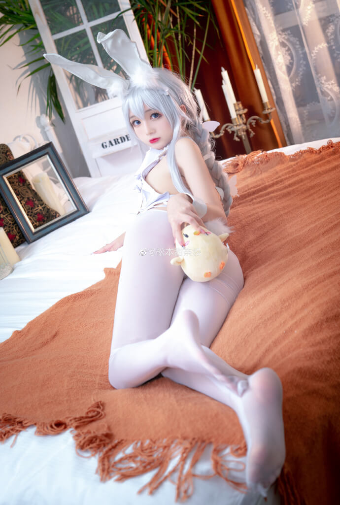 碧蓝航线恶毒兔女郎换装cosplay,恶毒甜美白色纯欲兔女郎